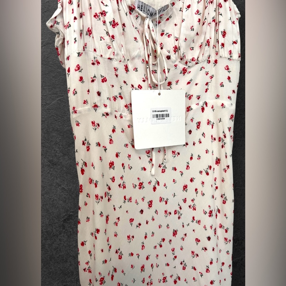 Hello Molly White Red Floral Midi Sun Dress Size L - Picture 8 of 16